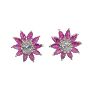 PENDIENTES ROSA OSCURO FLOR