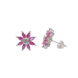 PENDIENTES ROSA OSCURO FLOR